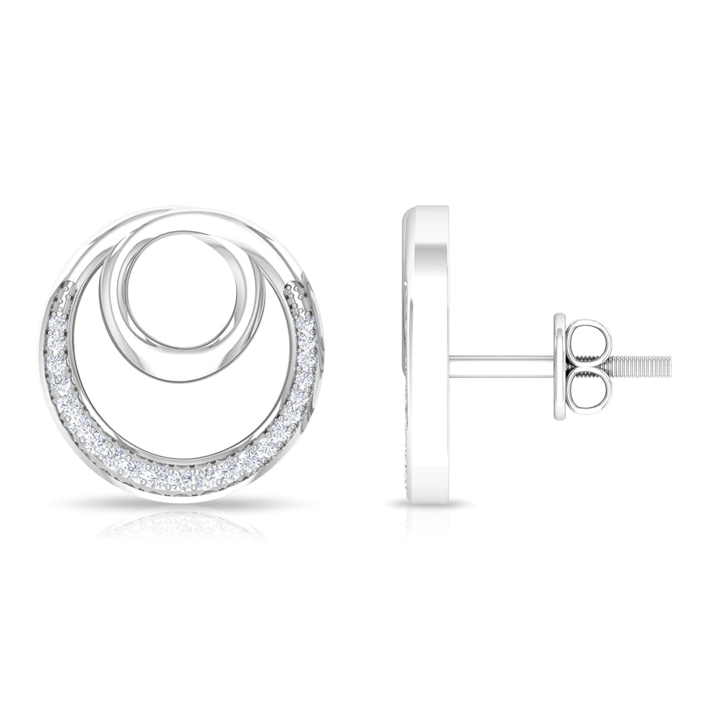 Rosec Jewels natural diamond circle earrings featuring a classic circle-in-circle design with sparkling diamonds.