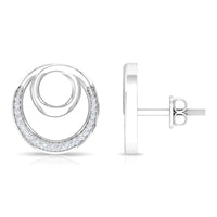 Rosec Jewels natural diamond circle earrings featuring a classic circle-in-circle design with sparkling diamonds.