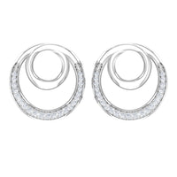 Rosec Jewels natural diamond circle earrings featuring a circle-in-circle design with sparkling diamonds.