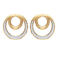 Rosec Jewels certified natural diamond circle earrings featuring a circle-in-circle design with sparkling diamonds.