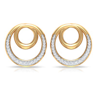 Certified natural diamond circle earrings by Rosec Jewels featuring a circle-in-circle design with sparkling diamonds.