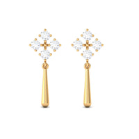 Minimal Diamond Dangle Drop Earrings with Screw Back
