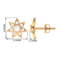 Natural Diamond Flower Earrings with Screw Back