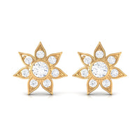 Natural Diamond Flower Earrings with Screw Back