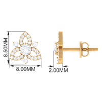 Real Diamond Flower Stud Earrings with Certificate