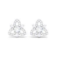 Real Diamond Flower Stud Earrings with Certificate