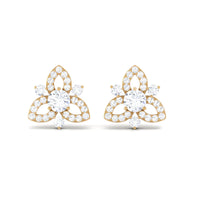 Real Diamond Flower Stud Earrings with Certificate