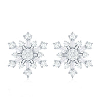 Genuine Diamond Snowflake Earrings for Christmas