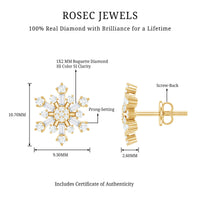 Genuine Diamond Snowflake Earrings for Christmas