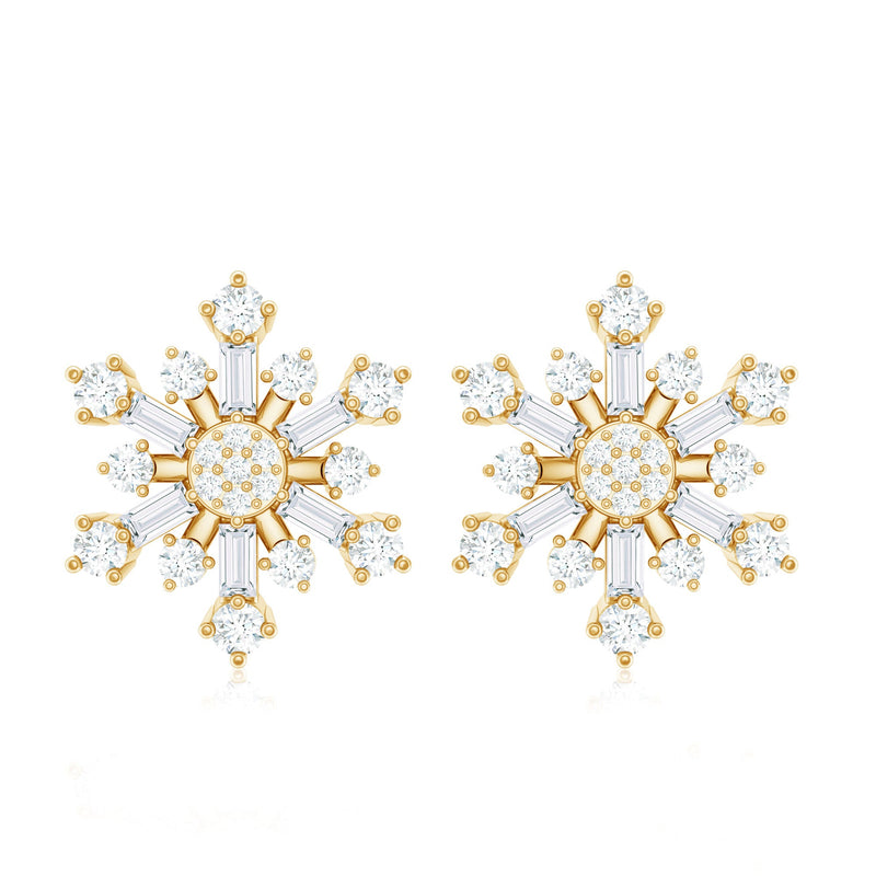 Genuine diamond snowflake earrings by Rosec Jewels featuring sparkling snowflake design for festive holiday style.