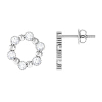 Real Diamond Circle Earrings with Screw Back
