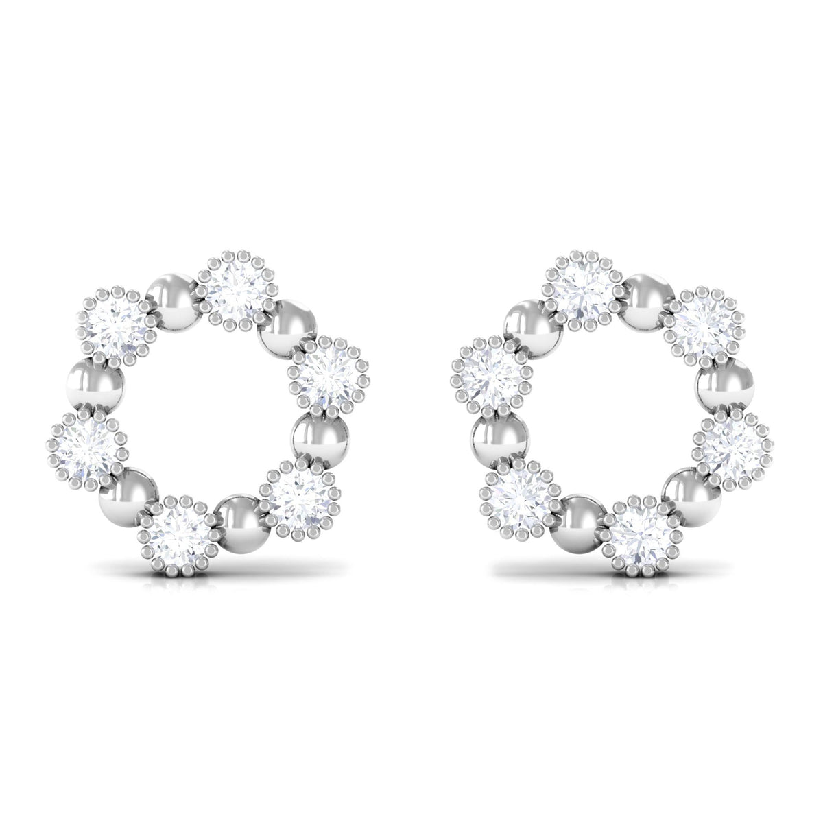 Real Diamond Circle Earrings with Screw Back