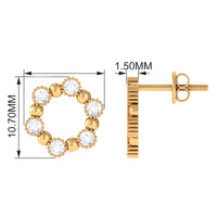 Real Diamond Circle Earrings with Screw Back