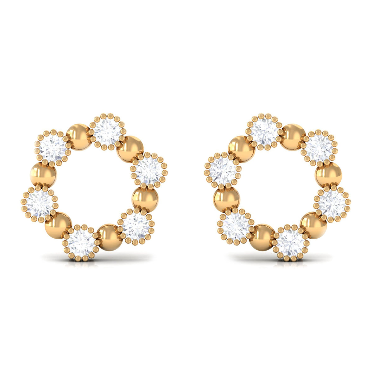 Real Diamond Circle Earrings with Screw Back