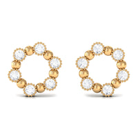 Real Diamond Circle Earrings with Screw Back