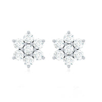 Certified Genuine Diamond Flower Earrings with Screw Back