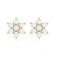 Certified Genuine Diamond Flower Earrings with Screw Back