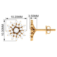 Certified Real Diamond Snowflake Earrings with Screw Back