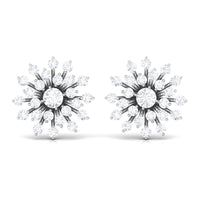 Certified Real Diamond Snowflake Earrings with Screw Back