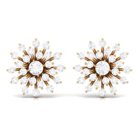 Certified Real Diamond Snowflake Earrings with Screw Back