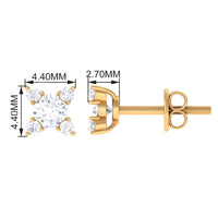 Real Diamond Flower Stud Earrings with Screw Backs