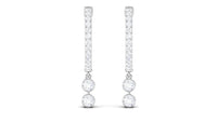 Diamond Hoop Drop Earrings in Bezel Setting