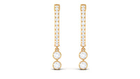 Diamond Hoop Drop Earrings in Bezel Setting