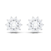 Natural Diamond Stud Earrings with Halo