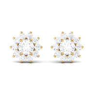 Natural Diamond Stud Earrings with Halo