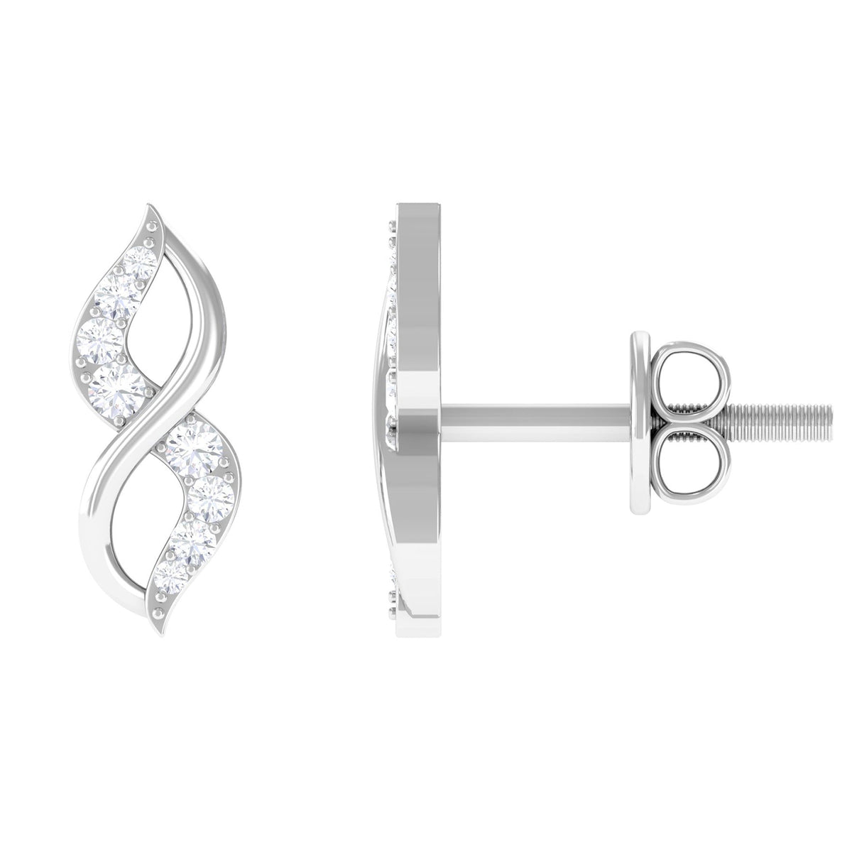 Natural Diamond Infinity Earrings with Screw Back