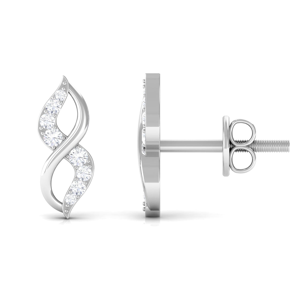 Natural Diamond Infinity Earrings with Screw Back