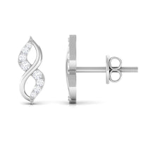 Natural Diamond Infinity Earrings with Screw Back