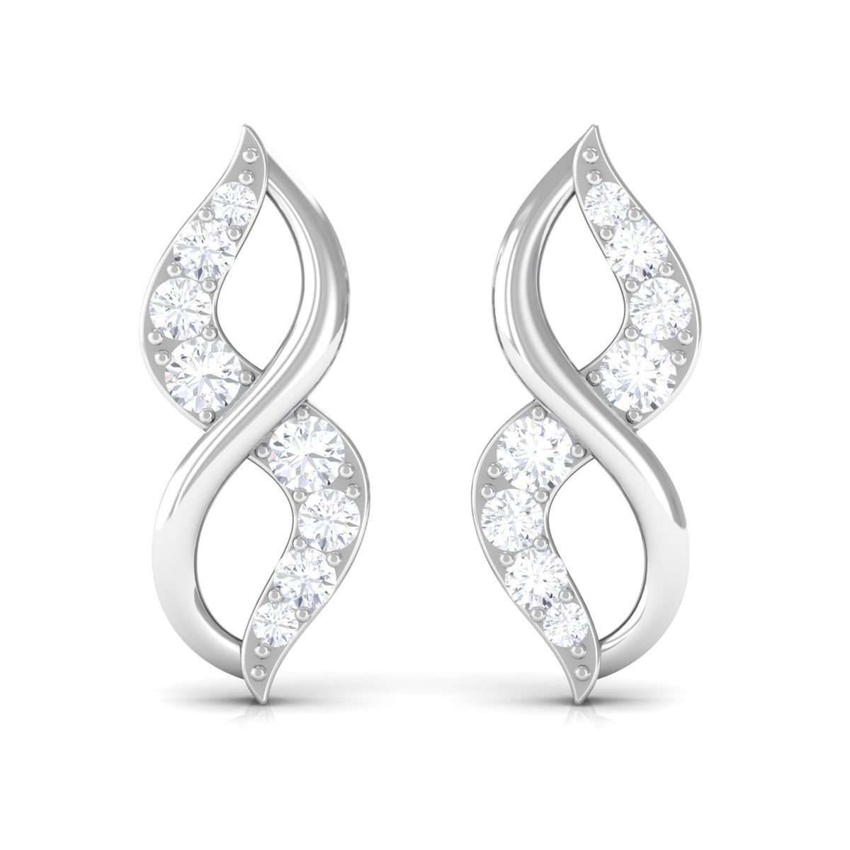 Natural Diamond Infinity Earrings with Screw Back