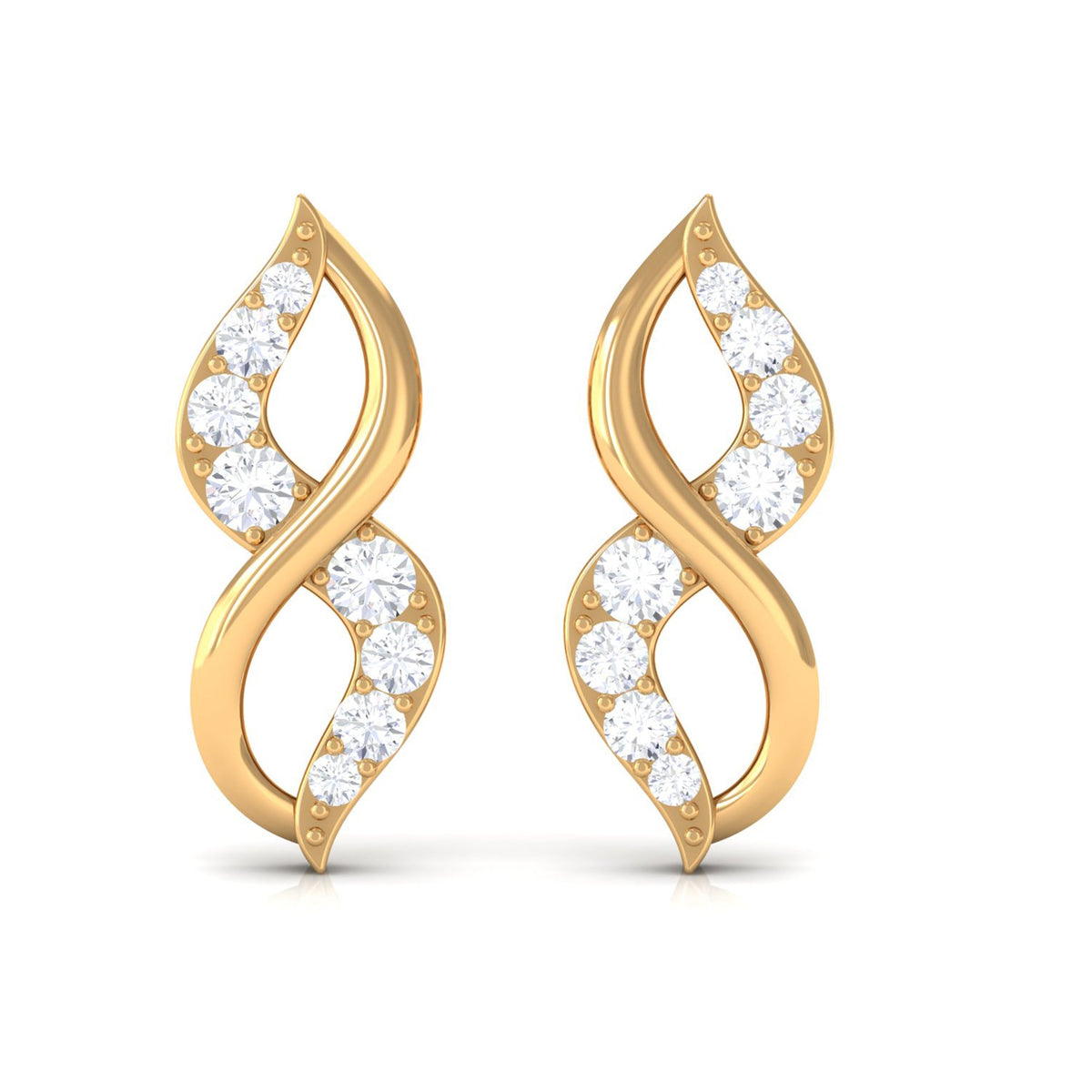 Natural Diamond Infinity Earrings with Screw Back