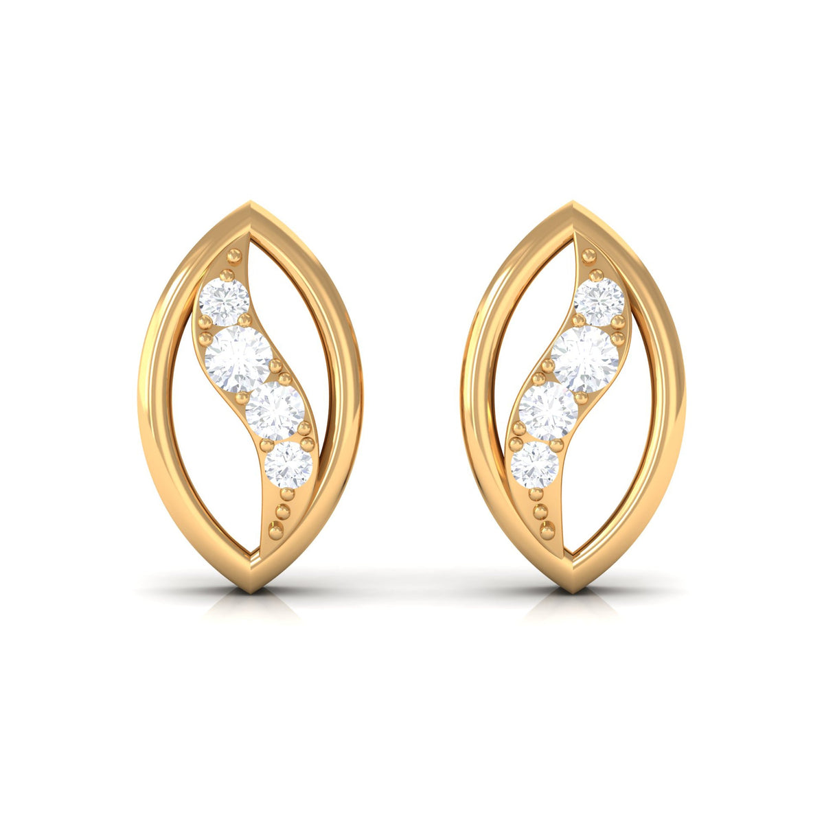 Round Cut Natural Diamond Petal Stud Earrings