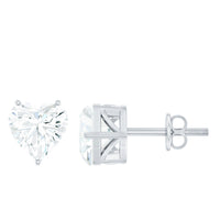 3 Carat Heart Shape Cubic Zirconia Solitaire Stud Earrings