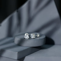 3 Carat Heart Shape Cubic Zirconia Solitaire Stud Earrings