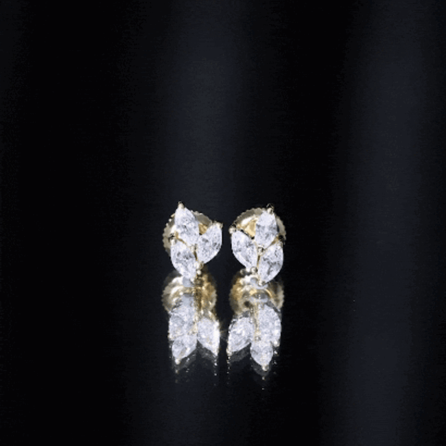Nature Inspired Marquise Cut Zircon Leaf Stud Earrings
