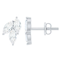 Nature Inspired Marquise Cut Zircon Leaf Stud Earrings