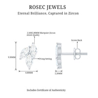 Nature Inspired Marquise Cut Zircon Leaf Stud Earrings