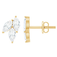 Nature Inspired Marquise Cut Zircon Leaf Stud Earrings
