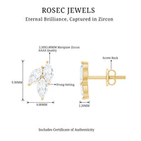 Nature Inspired Marquise Cut Zircon Leaf Stud Earrings