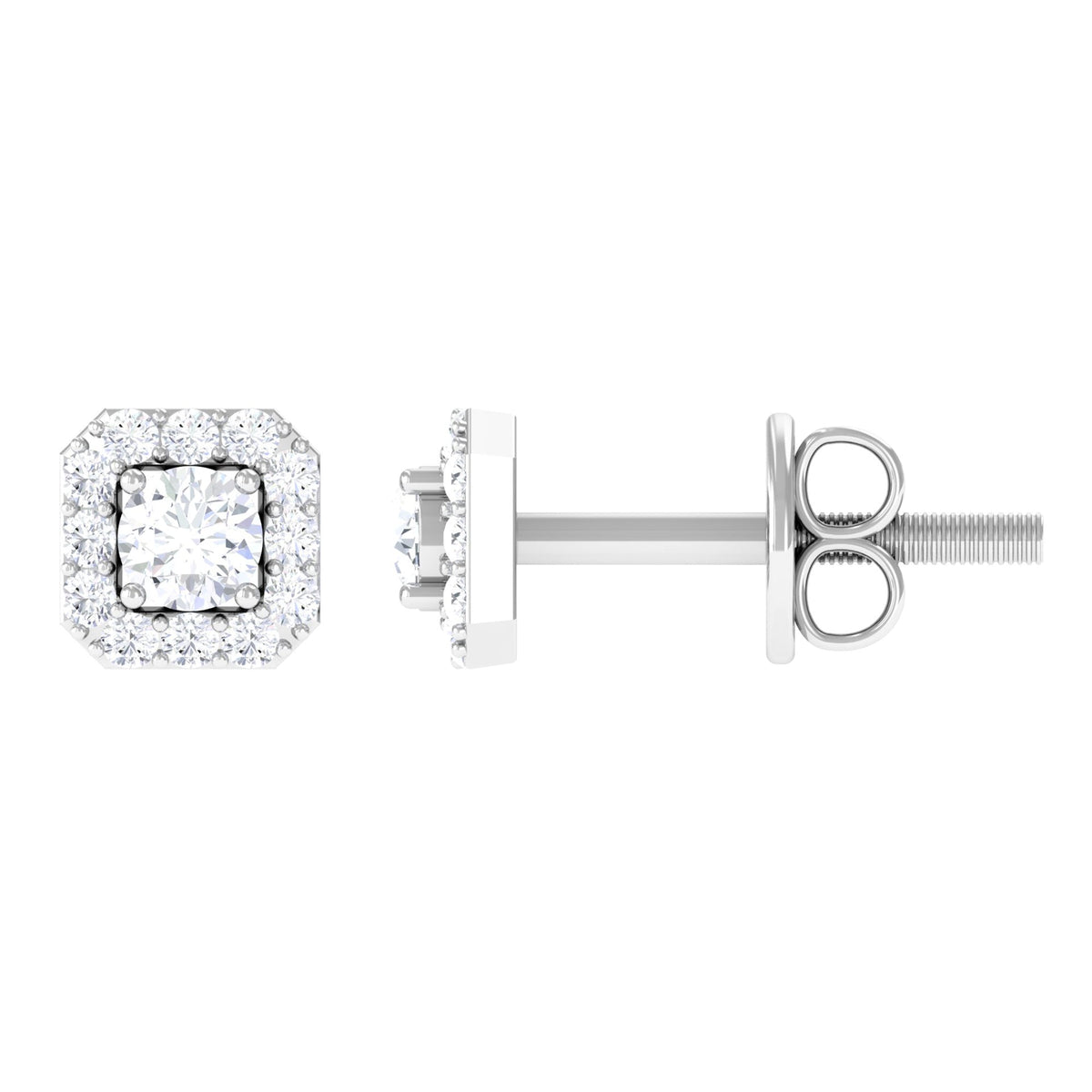 Cubic Zirconia Halo Stud Earrings