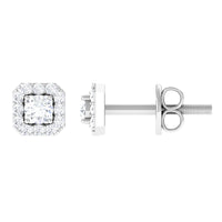 Cubic Zirconia Halo Stud Earrings