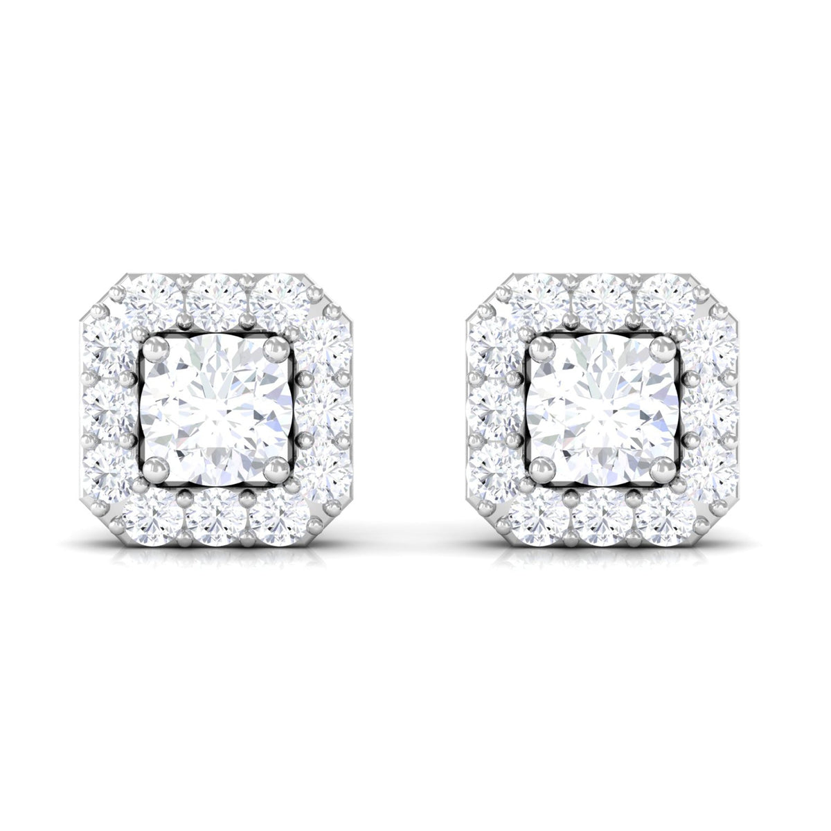 Cubic Zirconia Halo Stud Earrings