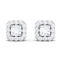 Cubic Zirconia Halo Stud Earrings