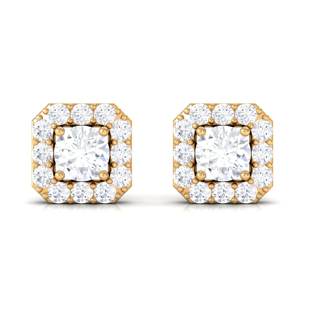 Cubic Zirconia Halo Stud Earrings