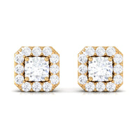 Cubic Zirconia Halo Stud Earrings