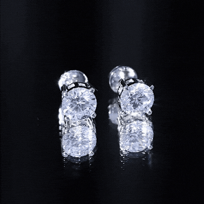Certified 2.7 carat cubic zirconia stud earrings with screw back from Rosec Jewels, featuring sparkling white stones.