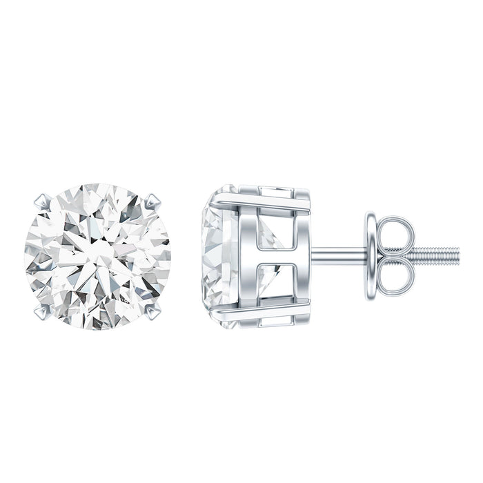 Rosec Jewels 2.7 Carat cubic zirconia stud earrings with screw back, featuring sparkling stones and secure closure.